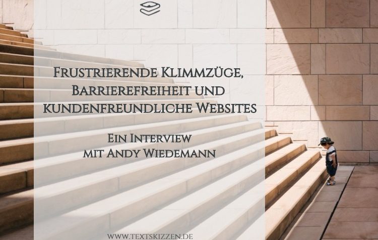 Barrierefreie Websites: Interview mit Andy Wiedemann; Motiv: Überforderter Junge vor steiler Treppe