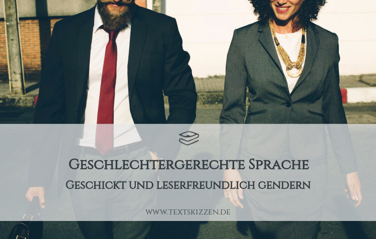 Geschlechtergerechte Sprache: Geschickt gendern. Geschäftsmann und Geschäftsfrau im Businessoutfit auf Straße
