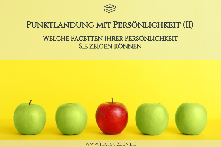 Wie Unternehmer Persönlichkeit zeigen können: Vier grüne Äpfel und ein roter Apfel vor gelbem Hintergrund