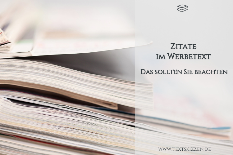 Zitate im Werbetext: Aufgeschlagene Bücher und Magazine